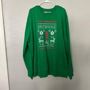 NWOT Browning Green Holiday Christmas Long Sleeve Crewneck Sweatshirt